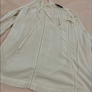 Abercrombie open shoulder tie front blouse